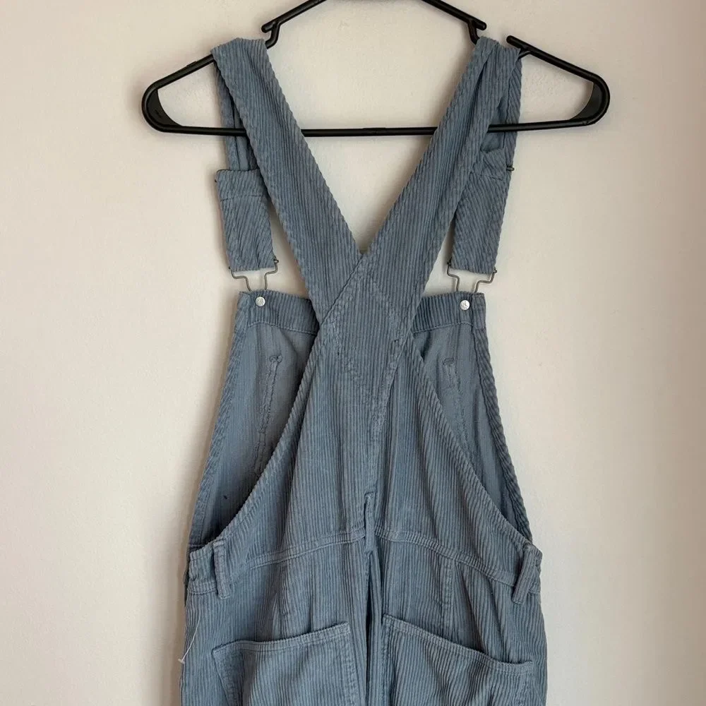 Free People Womens Ziggy baggy dusty blue corduroy overalls bibbs Spring Fall XS